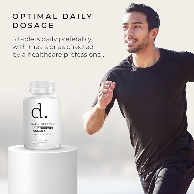 Calcium Supplements for Women & Men - Daily Defense Bone Support Formula with Calcium 1000mg, Magnesium, L-Lysine HCl, & More - for Better Flexibility & Mobility - 90 Easy to Swallow Calcium Tablets