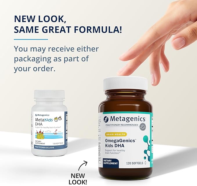 Metagenics MetaKids DHA - Kids DHA & EPA Supplement - for Brain Health & Support* - Immune Support* - from Calamari Oil - Natural Fruit Flavor - 120 Softgels