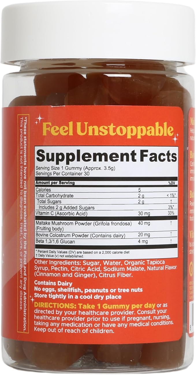 Super Shield Gummies - Mushroom Supplement for Immune Support - Maitake Mushrooms, Bovine Colostrum, Immune Boost, Beta-Glucans - Immune Support (30 Mushroom Gummies)