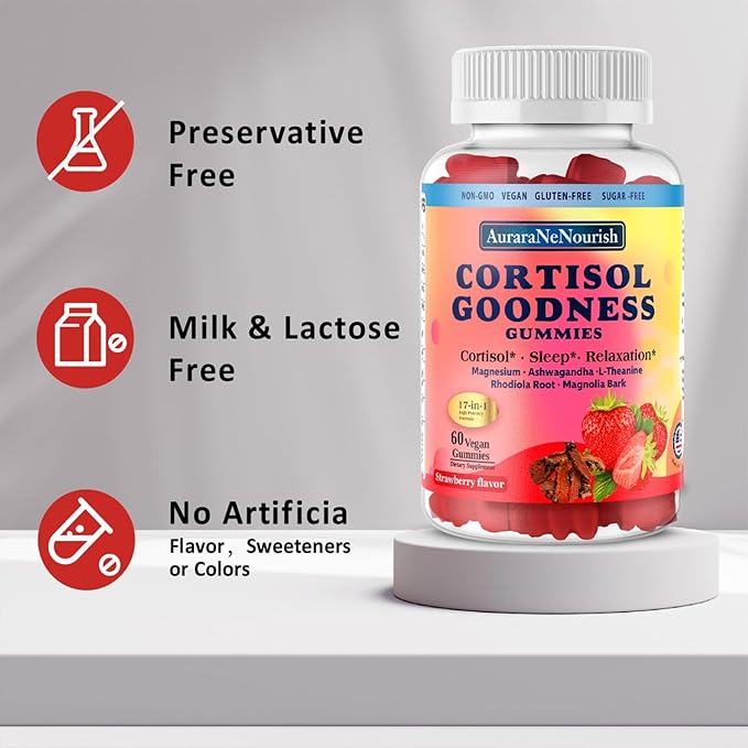 2 Packs Cortisol Supplement Gummies, 17-in-1 Cortisol Detox w. Magnesium Glycinate 400mg Ashwagandha, L-Theanine, Phosphatidylserine, Hormone Balanced for Women, Mood Focus, Sleep Support
