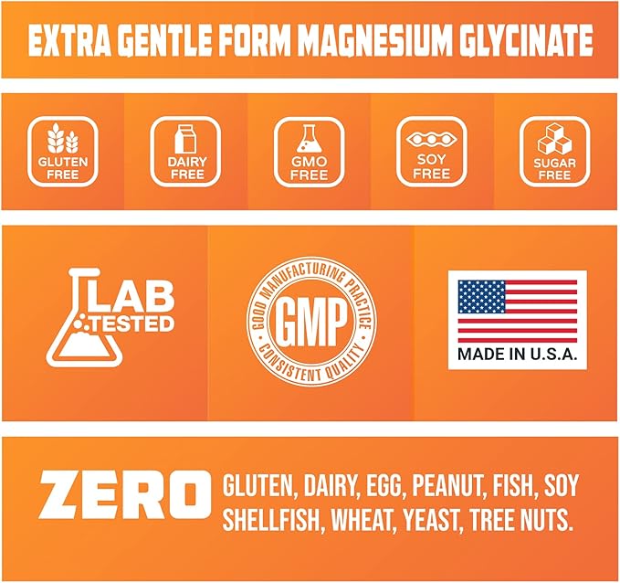 ZYY Pure Magnesium Glycinate Capsules 1000mg Maximum Strength, Chelated for High Absorption Magnesium Supplement for Sleep, Muscle, Brain, Bone and Heart Health, 3rd Party Tested, 180 Capsules