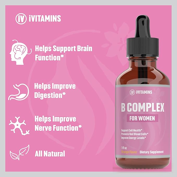 B Complex Vitamins for Women | Helps to Improve Brain Function, Digestion, Energy, & More | B Vitamins Complex for Women | Vitamin B Complex | B Complex Vitamins | B12 Complex | 1 fl oz