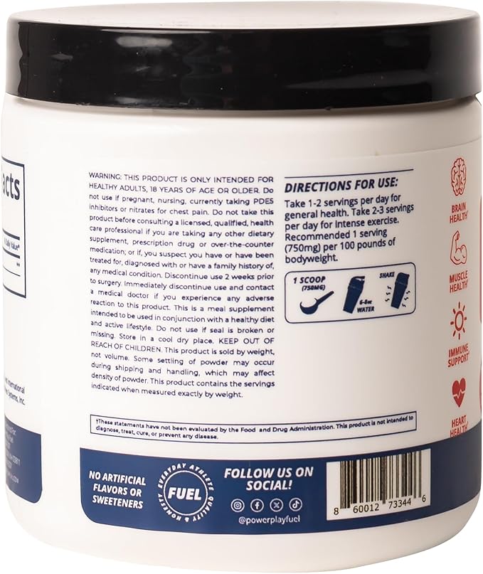 CREATINE HCl Powder for Men and Women, Muscle Strength, Brain Performance, Heart Health & Immune Support - Raw Tart Taste, 90 Servings