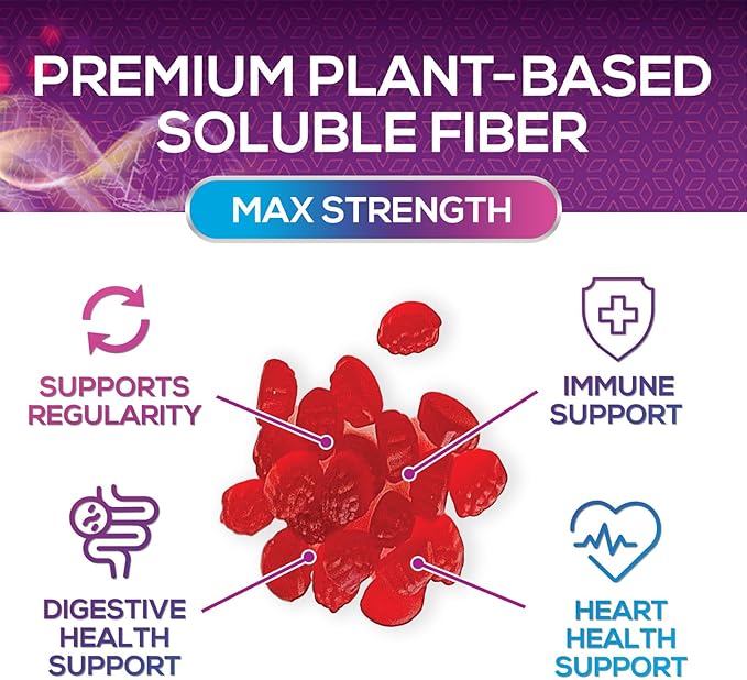 Fiber Gummies for Adults, Daily 4g Gummy Fiber Supplement, Prebiotic Gummy Digestive Health Support - Plant Based Soluble Fiber Chews, Prebiotics Supports Regularity & Digestion Non-GMO - 120 Gummies