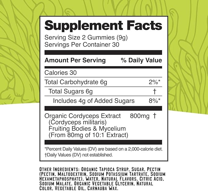 Troomy Boost Cordyceps All Natural Mushroom Gummies - Supports Active Lifestyle & Hyper Focus - Lemon Lime - 60 Count