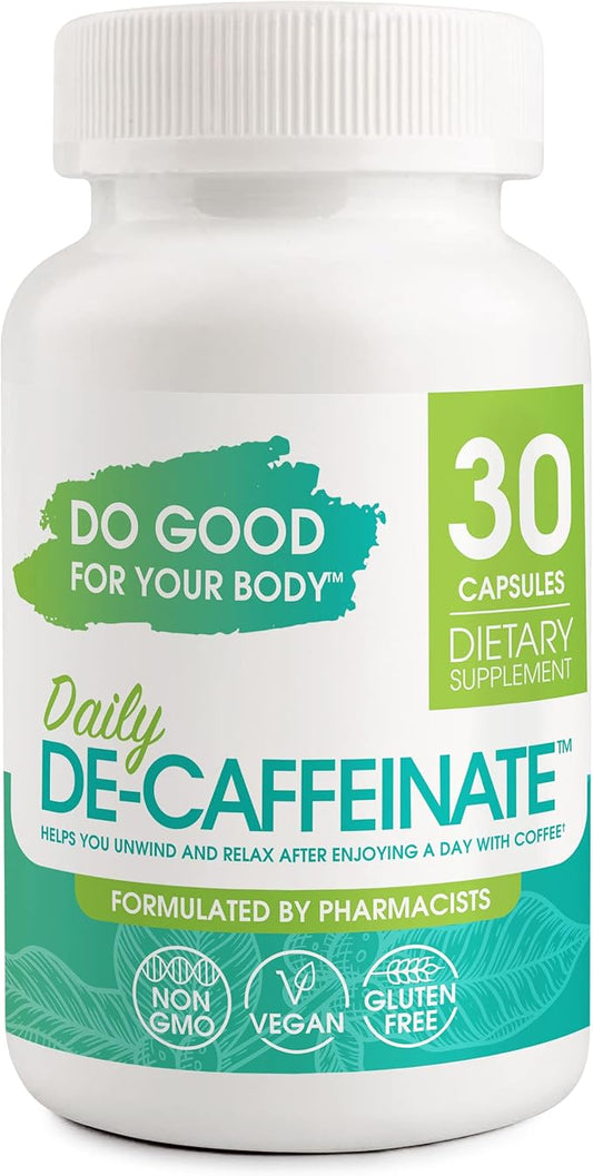 Daily De-Caffeinate, Rutaecarpine, Natural Acting Non-Addictive Deep Sleep Aid for Coffee, Caffeine Lovers, Unwind and Relax, 30 Capsules