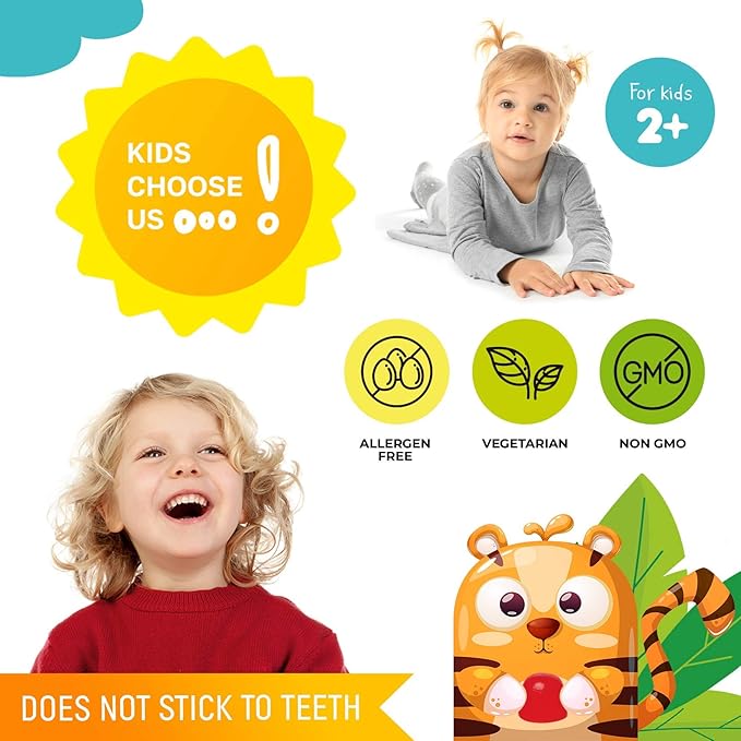 Omega 3 DHA Gummies and Vitamin D Gummies for Kids & Adults - No Fish Oil and Gluten Free Immune Health Plant Based Fiber Chewable
