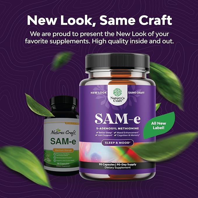 Pure SAM E Supplement 150mg - Nootropic Same 150mg Per Serving for Memory & Brain Support, Joint & Liver Health - Natural S-adenosylmethionine for Mood Balance - 90 Capsules
