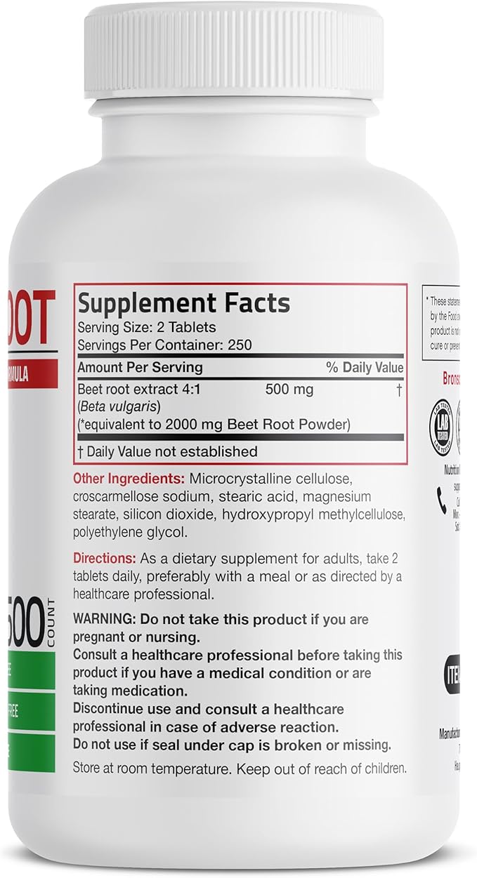 Bronson Beet Root Extra Strength, Non-GMO, 500 Vegetarian Tablets