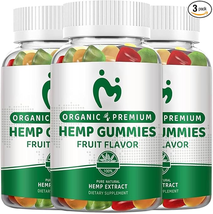 (3 Pack) Hemp Gummies for Pain Sleep Anxiety 100% Natural Pure Extra Strength Organic Hemp Oil Extract Edible Vegan Low Sugar Hemp Gummy for Adults