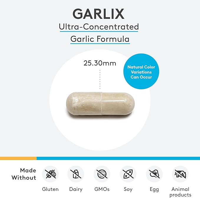 XYMOGEN GarliX - Ultra-Concentrated Garlic Supplement with Allicin + Alliin to Support Antioxidant Activity, Cardiovascular + Immune Health (90 Capsules)