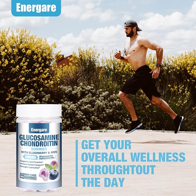 1 Pack Glucosamine Chondroitin with MSM Gummies & Elderberry, Extra Strength Joint Support Health, Flexibility, Antioxidant, Immune Supplement Gummy for Adults, Men & Women 60 Counts