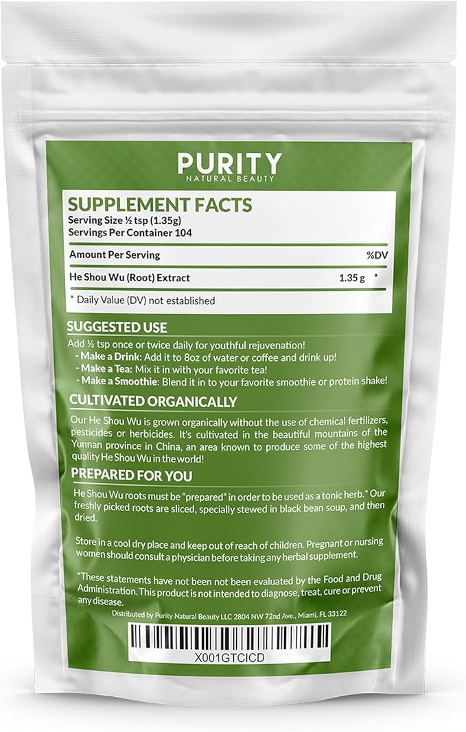 Certified Organic He Shou Wu - Large 5oz Bag of 30:1 Concentrated-Fo-ti - Organic Foti Extract- Fo ti He Shou Wu Organic (Pack of 5-25 Ounces)