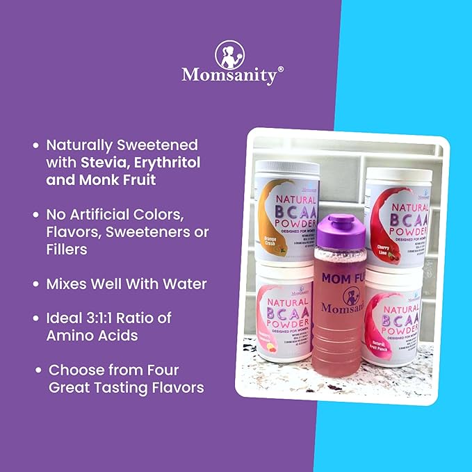 BCAA Powder Preworkout for Women - Naturally Sweetened with Stevia, Erythritol, & Monk Fruit + Delicious Recipe Guide PDF | 3:1:1 Ratio of Amino Acids | 40 Servings (Cherry Lime)