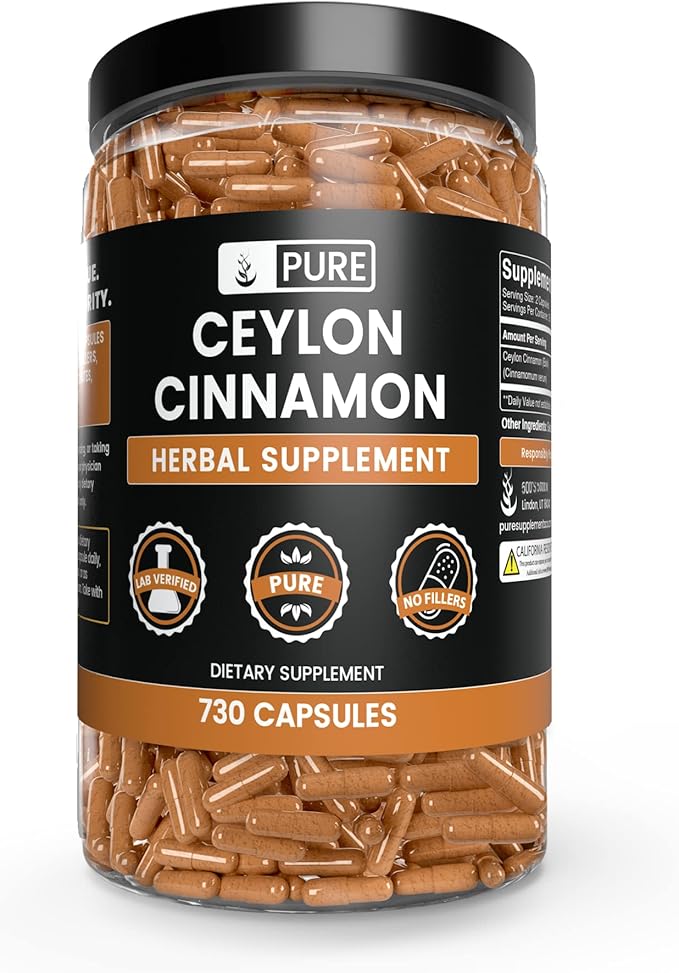 PURE ORIGINAL INGREDIENTS Ceylon Cinnamon and Beta Alanine Capsules Bundle (730 Capsules Each) No Magnesium or Rice Fillers, Lab Verified