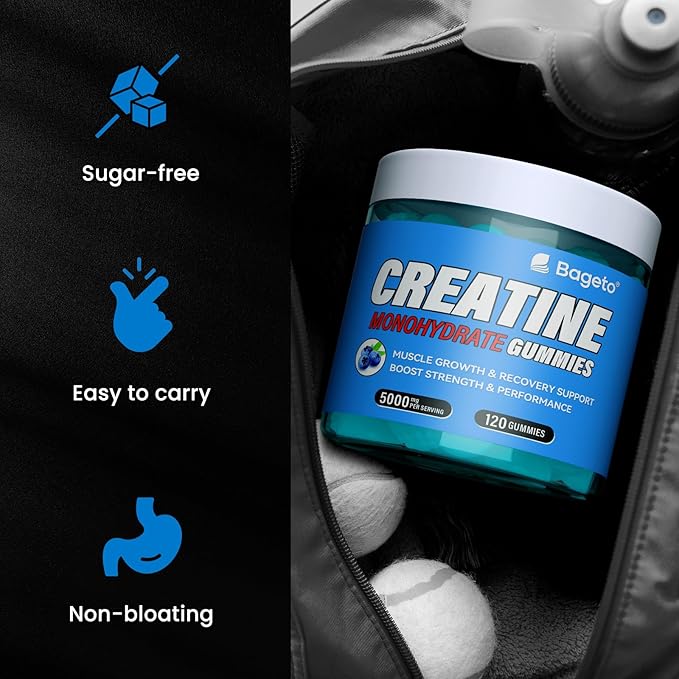 Creatine Monohydrate Gummies 5000mg for Men & Women, Gomitas de Creatina 5g Creatine Monohydrate, 0g Sugar Chewables Creatine Pre-Work Out for Muscle Strength, Vegan,120 Count, Blueberry Flavor