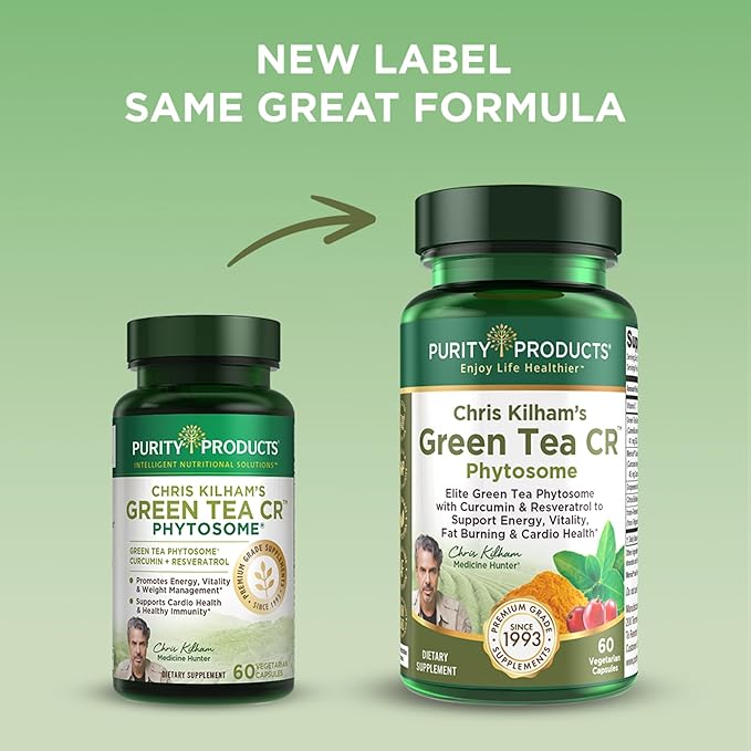 Purity Products Green Tea CR w/Phytosome Technology for Boosted Bioavailability from Chris Kilham 60 Capsules