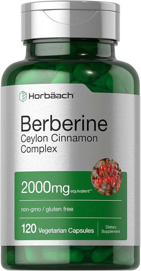 Horbaach Berberine with Ceylon Cinnamon | 2000mg | 120 Veggie Capsules | Vegetarian, Non-GMO & Gluten Free Supplement | Berberine Complex
