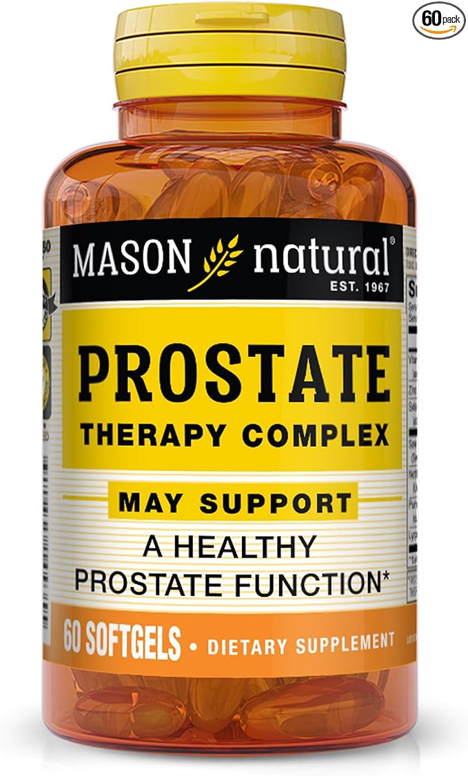 MASON NATURAL Prostate Therapy Complex with Saw Palmetto, Nettle Root & Pumpkin Seed Oil - Supports a Healthy Prostate Function*, 60 Softgels