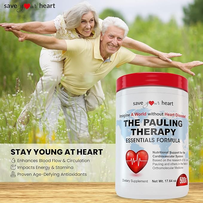 Cardio Health Powder Supplement - The Pauling Therapy Essentials Formula (PTEF) Healthy Vitamin C, B-12, L-Lysine, L-Arginine, Magnesium, Zinc + Vitamins, Minerals & Antioxidants