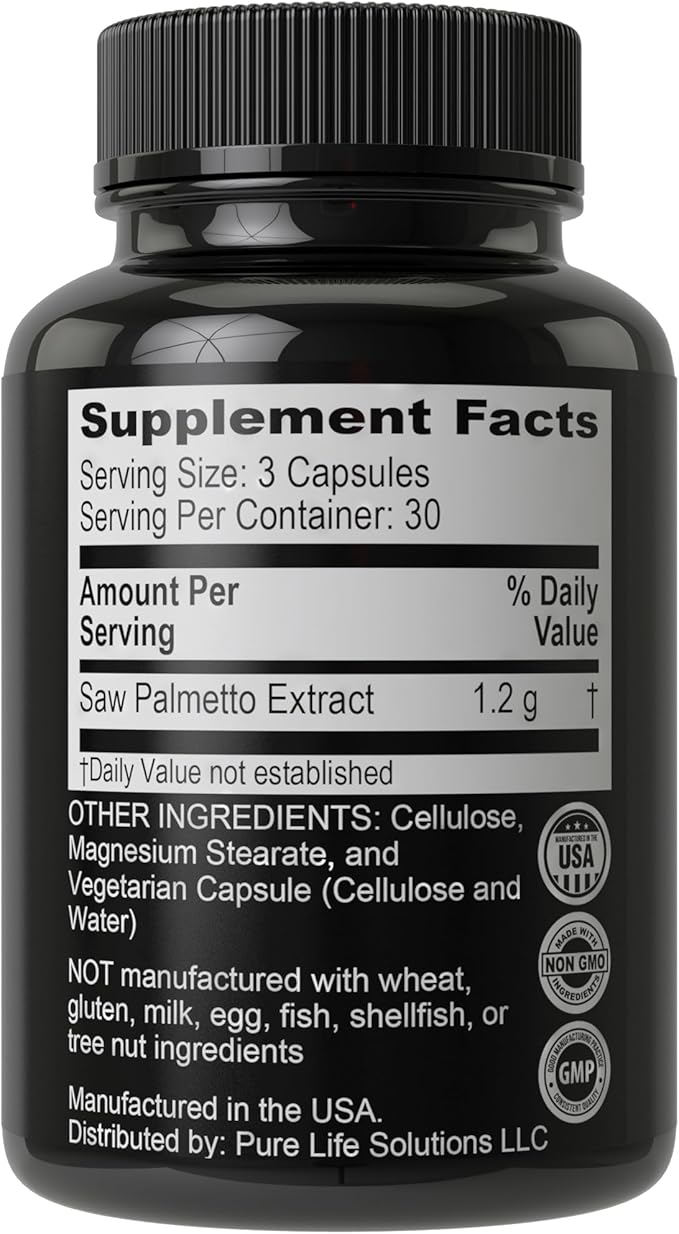 Saw Palmetto for Hair Men and Women. Saw Palmetto Supplment to Support Hair Strength & Thickness. Non-GMO and Gluten Free Caspules
