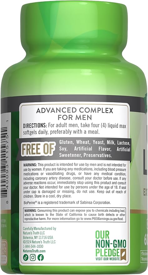 Nature's Truth Libido Supplement for Men | 60 Softgels | Non-GMO & Gluten Free Pills