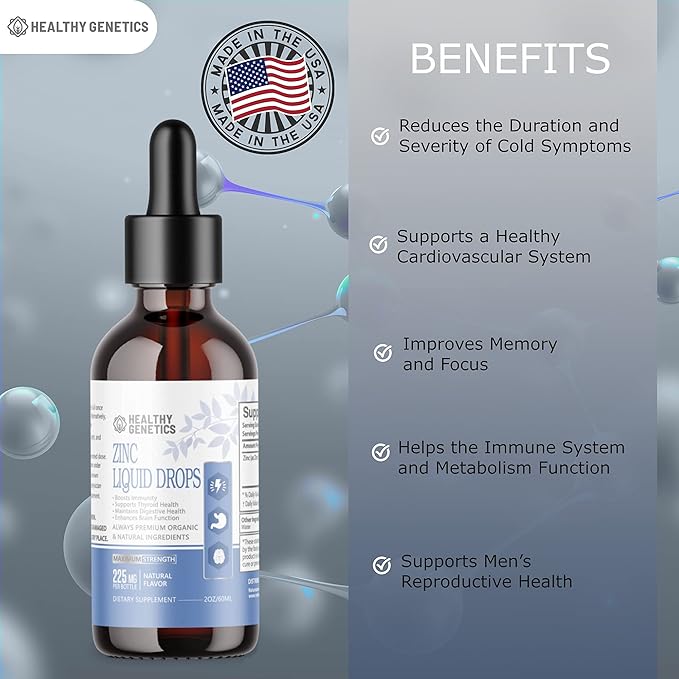Liquid Zinc Drops for Kids, Men and Women | Organic Ionic Zinc Sulfate | Immunity, Mood, Brain Thyroid | 30 Day Supply|2 Oz