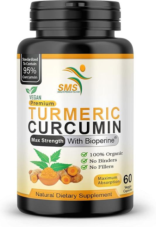 Turmeric Curcumin Supplement 1,000mg – 95% Curcuminoids with BioPerine® Black Pepper for Absorption – Vegan, Non-GMO, Made in USA – 60 Capsules