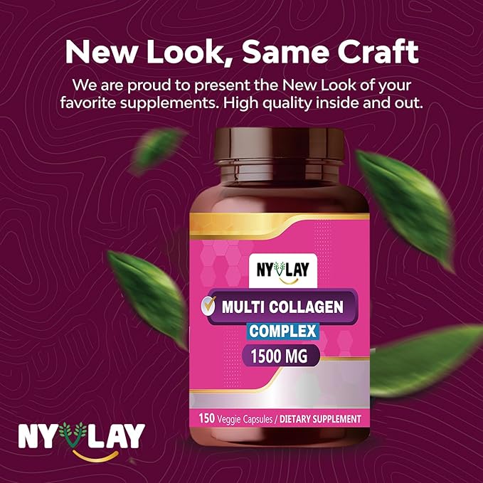 Multi Collagen Complex 1500 MG 150 Capsules | Dietary Supplement | Extra Strength Natural Formulation | Support Strength & Energy
