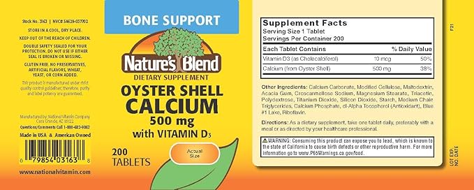 Nature's Blend Oyster Shell Calcium with D3 200 Tabs