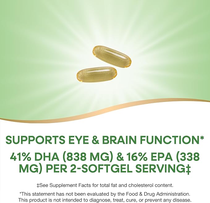 Nature's Way Mega-DHA Premium Fish Oil, Supports Eye and Brain Function*, Omega-3, 2,000 Fish Oil mg per 2-Softgel Serving, 60 Softgels (Packaging May Vary)