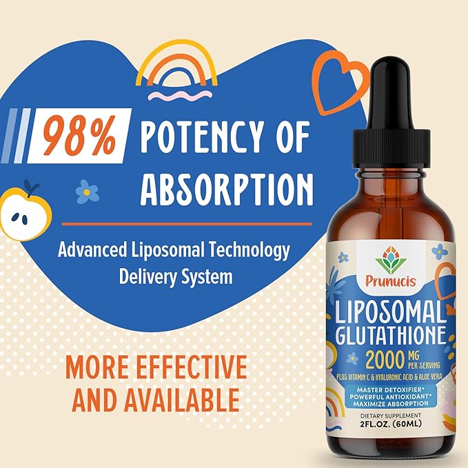 2000MG Liposomal Glutathione Liquid, 98% Absorption, Glutathione Liquid Supplement, Active Form L- Glutathione, Powerful Antioxidant Complex for Immune System, Aging Defense, Detox,8 FL.OZ