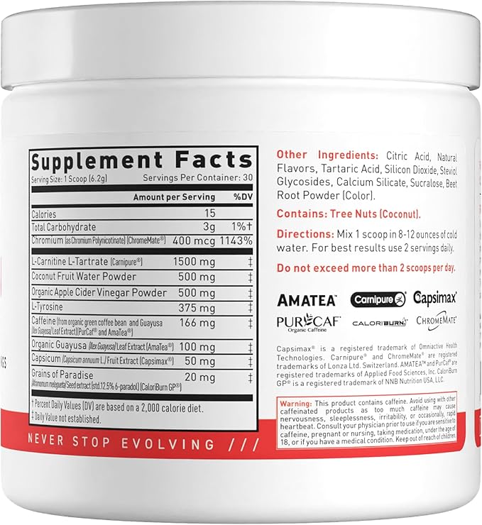 Kaged Thermogenic Powder Clean Burn Strawberry Lemonade Men & Women Weight Management Supplement Organic Caffeine Apple Cider Vinegar 30 Servings