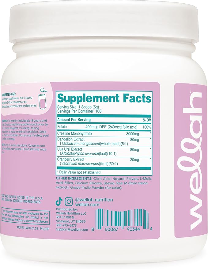 Pump-It-Up Creatine (100 Servings, Blueberry Pomegranate) - Creatine Monohydrate with Dandelion, Uva Ursi, & Cranberry Extract