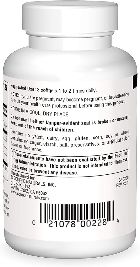 Source Naturals Evening Primrose Oil - Hexane-Free - 500mg - GLA Yield: 50 mg - Cold-Pressed - 60 Softgels