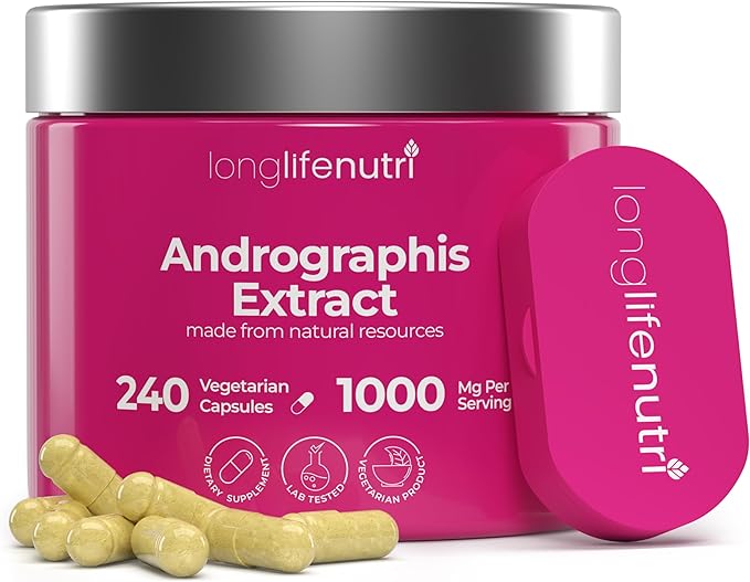 Andrographis Extract 1000mg - Advanced Formula, 240 Vegetarian Capsules, 4-Month Supply - Andrographis Paniculata Aerial Parts for Immune Health, Organic Supplement