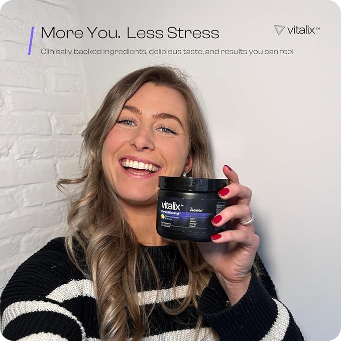 Vitalix Cortisol Cocktail–Premium Adaptogen Drink Mix - Cortisol Detox & Adrenal Support - Ashwagandha KSM 66 400mg, Magnesium Glycinate 200mg, L-Theanine 200mg - Raspberry Lemonade – 30 Servings