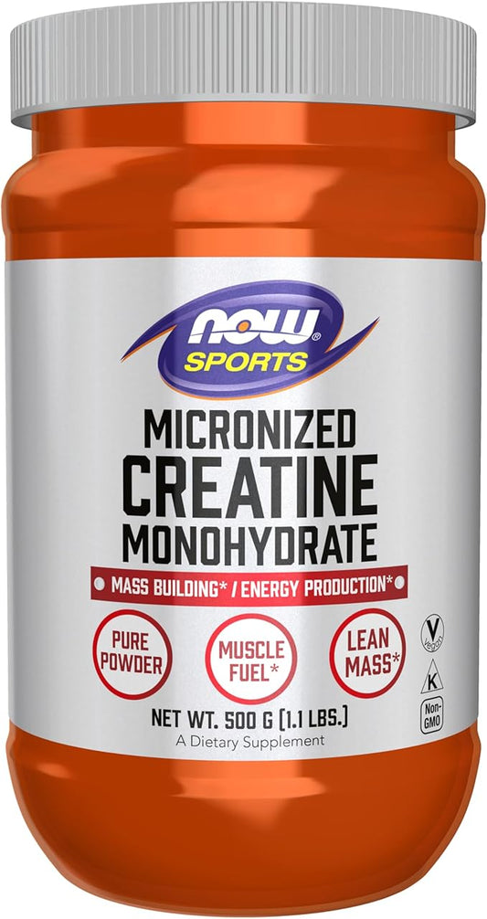 NOW Foods Sports Nutrition, Micronized Creatine Powder 500 g, Mass Building*/Energy Production*, 1.1-Pound