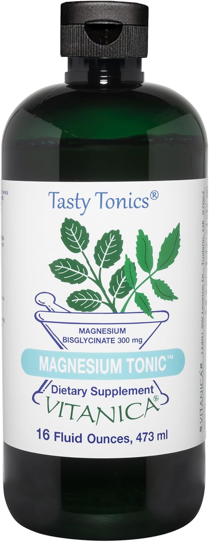Vitanica Magnesium Tonic - Brain Health Supplement with Vitamin B6 - Liquid Magnesium Supplement, Brain Health, Muscle Support & Heart Health - Pro Logo - Orange, 16 Fl Oz