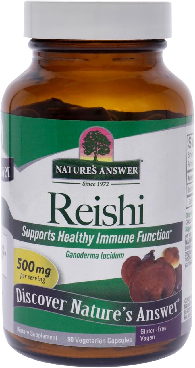 Nature's Answer Reishi Mushroom Mycelia Vegetarian Capsules, 90-Count | Immune Support | Promotes Cardiovascular Health | Liver Support