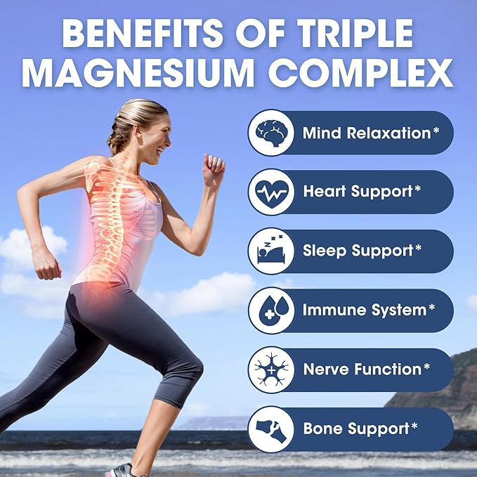 Magnesium Glycinate Liquid Drops with Taurate & Citrate, Magnesium Supplement for Sleep, Calm & Relaxation, with Potassium & Omega-3, High Absorption Formula, Blueberry Flavor, 2 Fl Oz