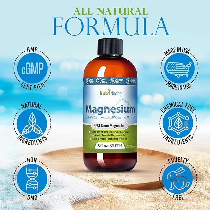 NutriNoche Liquid Magnesium- Concentrated Dose of 30 PPM of Nano Magnesium (32 Ounces) - Colloidal Minerals
