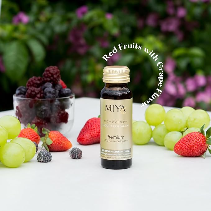 Premium Liquid Collagen for Women | 10,000 mg of Marine Collagen | Red Berries and Grape Flavor | Supports Skin, Hair & Nails | Beauty Supplement | 30 Bottles- One Month Supply