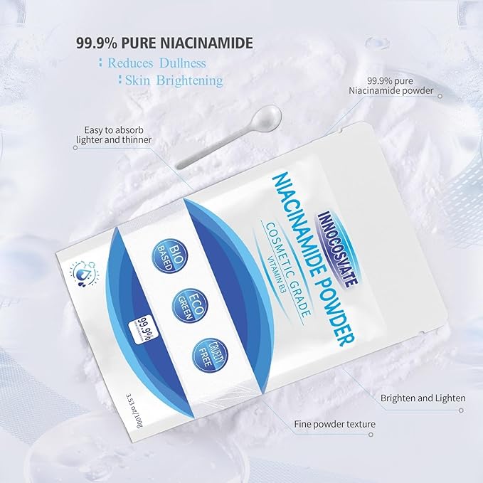 99.9% Pure Niacinamide Powder (Vitamin B3),Cosmetic Grade, Sensitive Skin-Friendly, Multi-Purpose DIY Skincare Solution