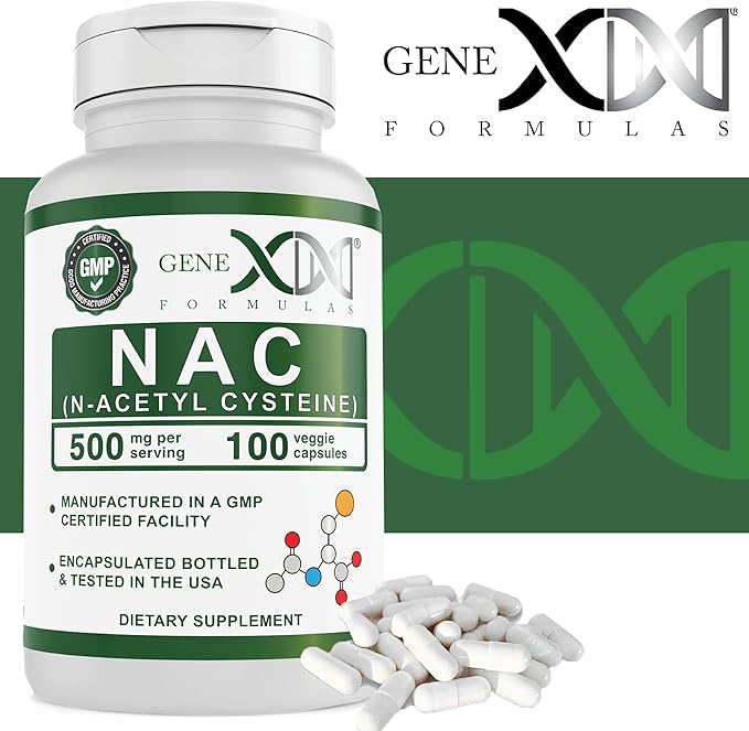 Genex Formulas NAC 500mg (100 Capsules) N-Acetyl Cysteine, Supports Liver Health - Non-GMO, Gluten Free, Vegan (3 Month Supply)