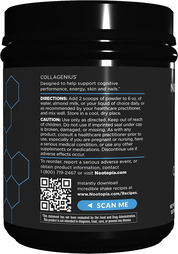 Collagenius v2.0 Brain Supplement – Lion’s Mane Chaga Cordyceps Reishi, Collagen Peptides & Superfoods – Supports Focus Memory Energy Immune Health Anti-Aging – Nootropic Powder 30 Servings