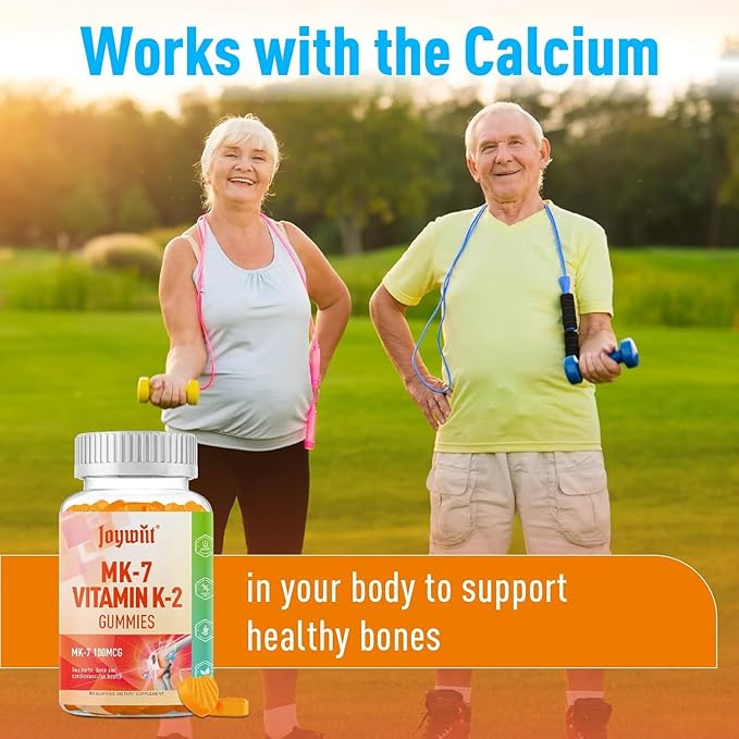 Vitamin K2 MK-7 Gummies 100mcg, Extra Strength K2 Vitamin Supplement for Bone & He-Art Support, Chewable Natural Orange Flavor, Non GMO, Vegan, 120 Gummies