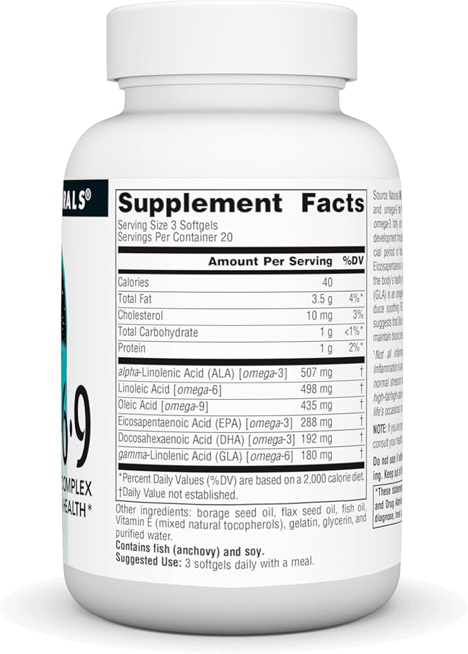 Source Naturals Omega 3-6-9, Essential Fatty Acid Complex for Heart and Brain Health* - 60 Softgels