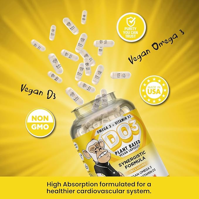 Bored Nutrition Vegan Omega 3 and Vitamin D3 Supplement 90Ct