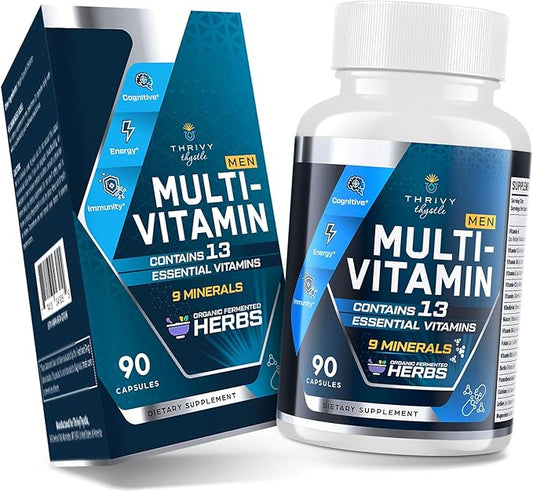 Men Multivitamins 50 Plus - Daily Multivitamin for Men with Fermented Herbal Extracts & 43 Vitamins and Minerals - Mens Vitamins Supports Memory & Brain, Energy, Bone Health